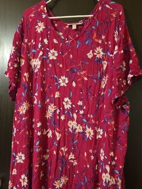 Woman Within Crinkle Floral gown Pink/white 3X (30-32)